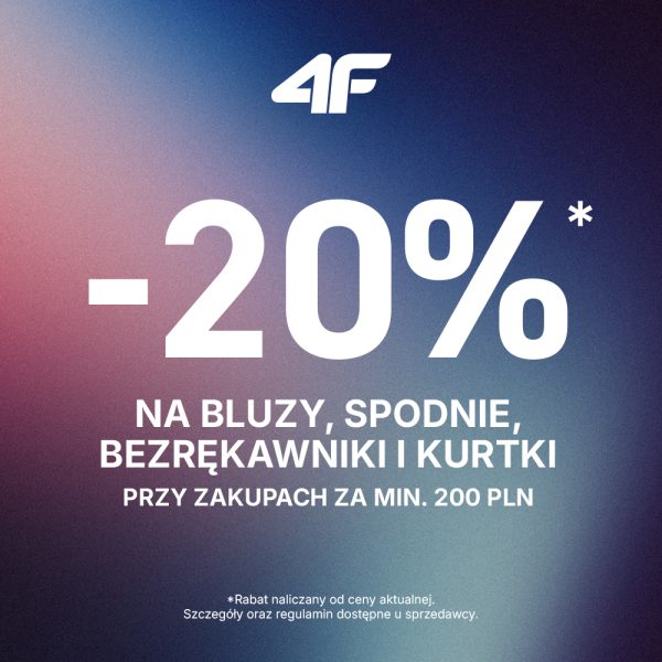 4f promocja bluzy spodnie bezrękawniki kurtki