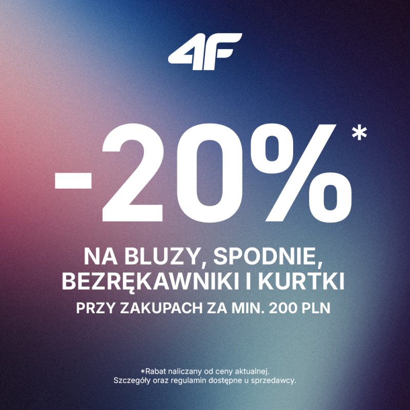 4f promocja bluzy spodnie bezrękawniki kurtki