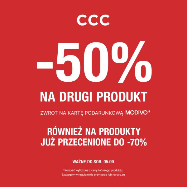 ccc promocja -50% na drugi produkt galeria amber