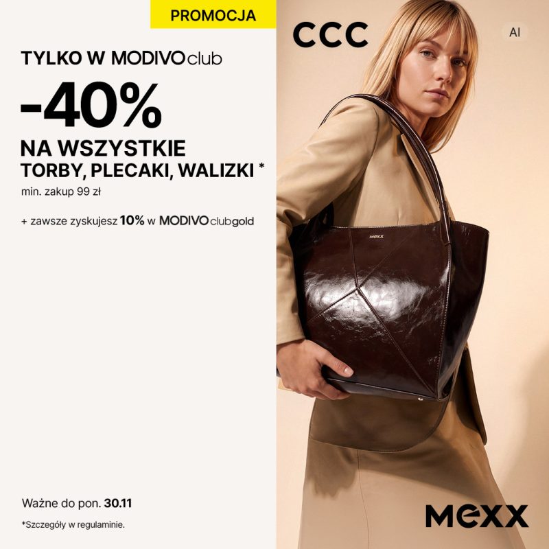promocja -40% na torebki plecaki walizki ccc