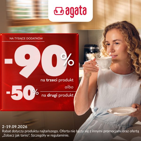 Rabat 50% na drugi albo 90% na trzeci produkt z kategorii „akcesoria i dodatki" Agata